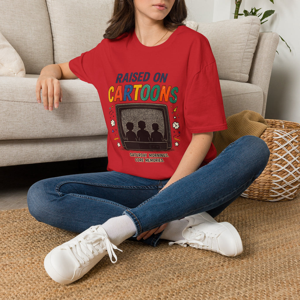 Raised on Cartoons T-Shirt — Retro TV Kids Saturday Morning Nostalgia Tee