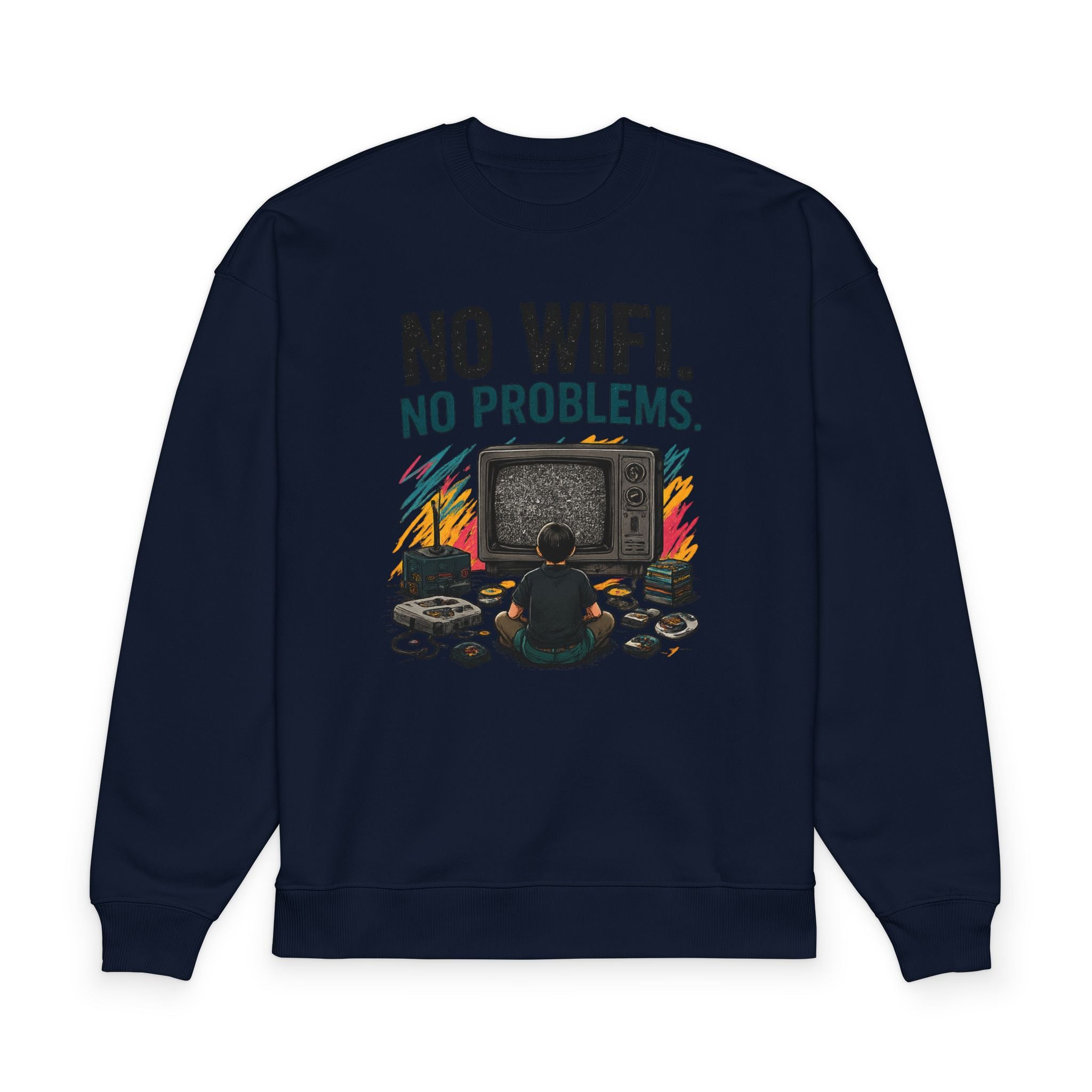 Sweatshirt — "No WiFi, No Problems" Retro Gaming Crewneck