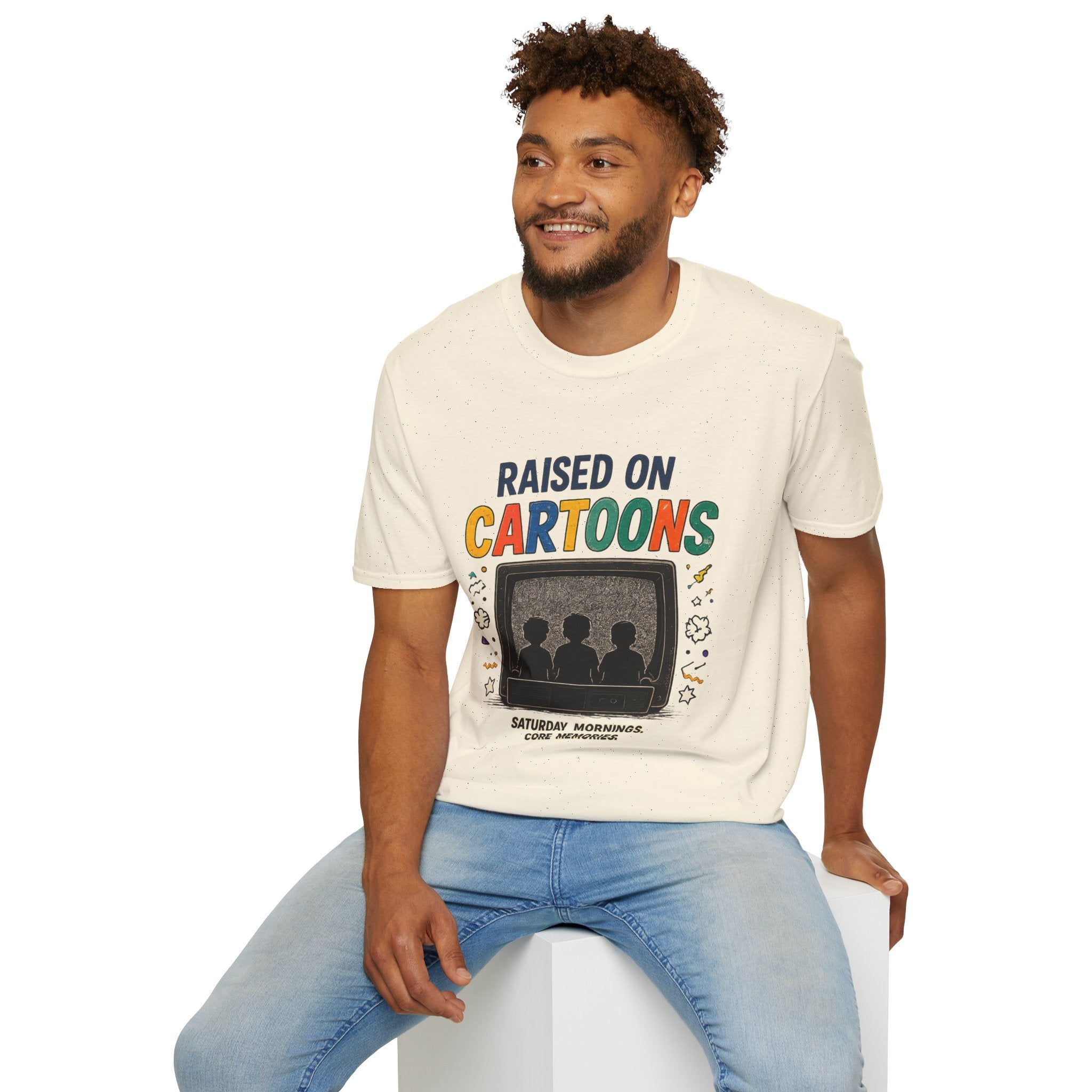 Raised on Cartoons T-Shirt — Retro TV Kids Saturday Morning Nostalgia Tee