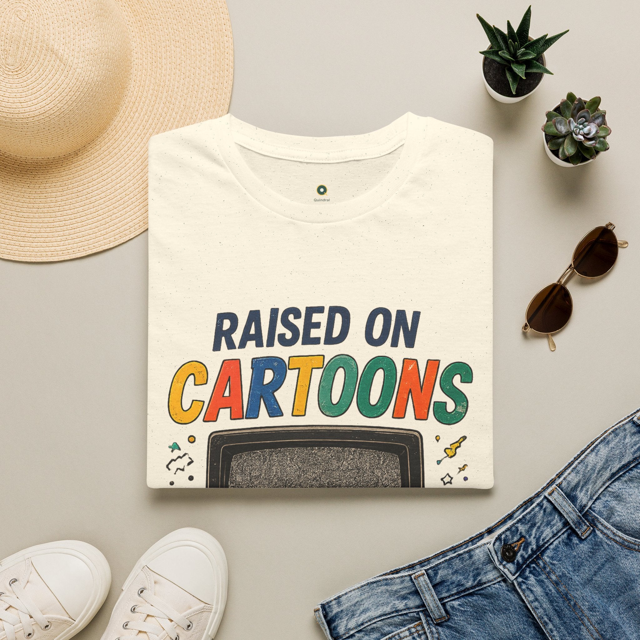 Raised on Cartoons T-Shirt — Retro TV Kids Saturday Morning Nostalgia Tee