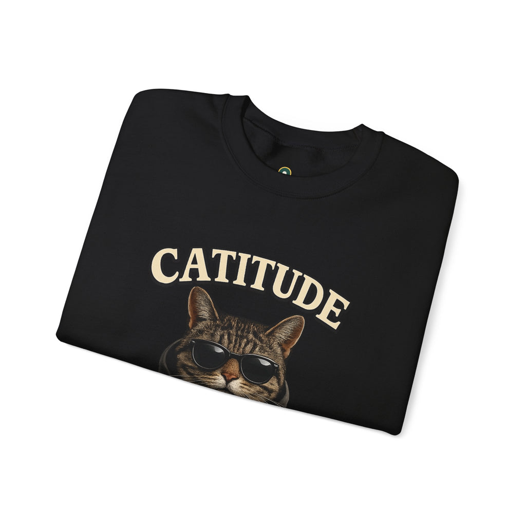 Catitude Crewneck Sweatshirt — "Not Today, Human" Graphic Cat Pullover