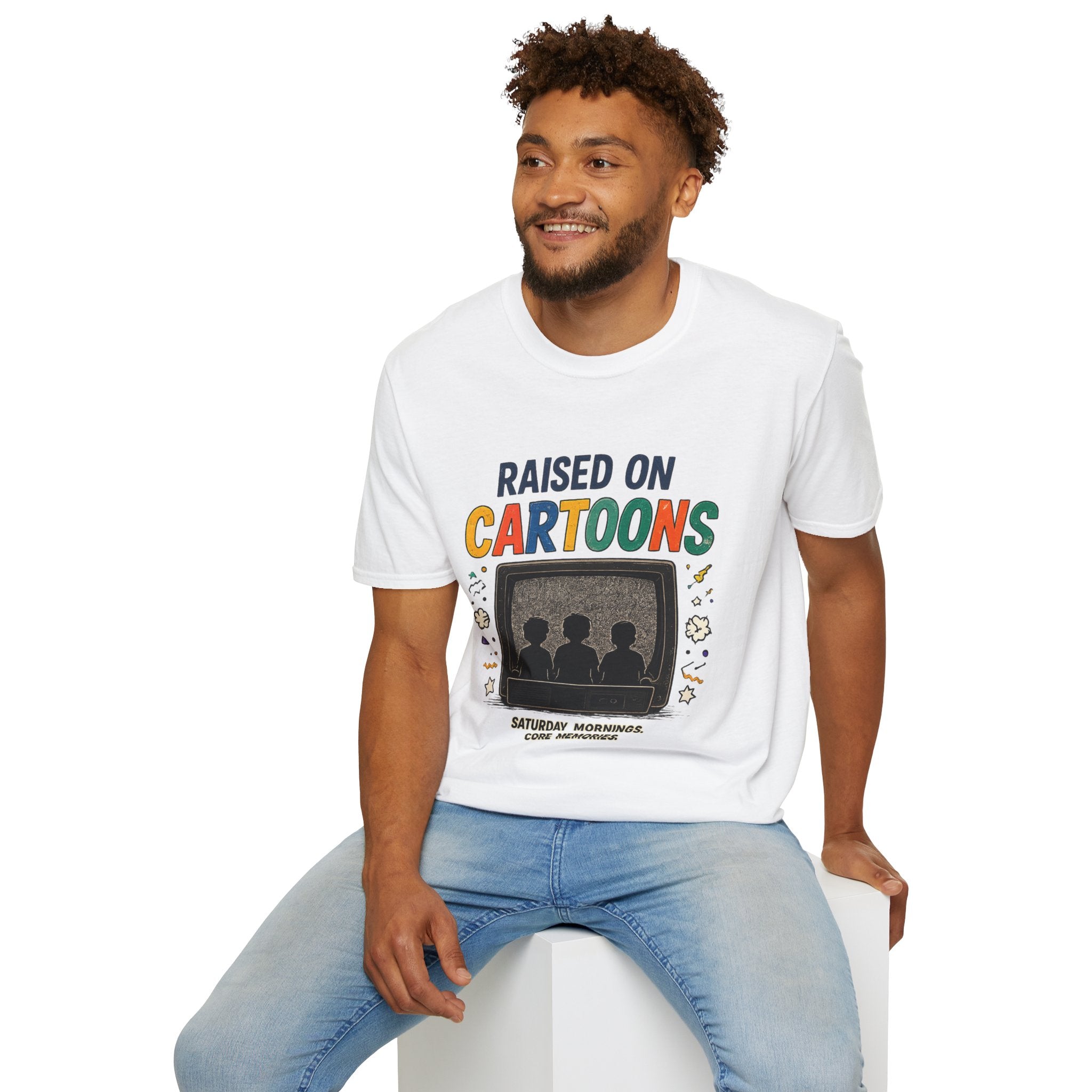 Raised on Cartoons T-Shirt — Retro TV Kids Saturday Morning Nostalgia Tee