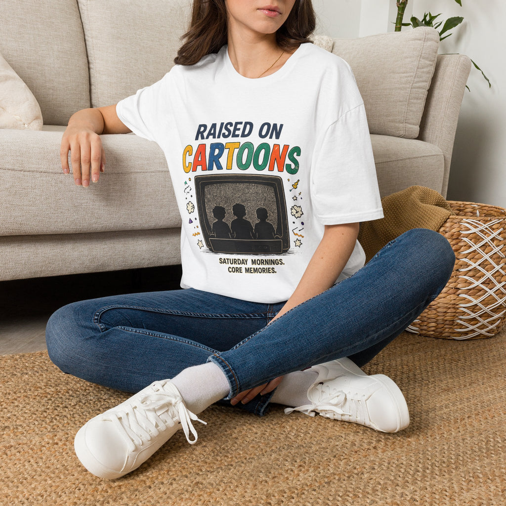 Raised on Cartoons T-Shirt — Retro TV Kids Saturday Morning Nostalgia Tee