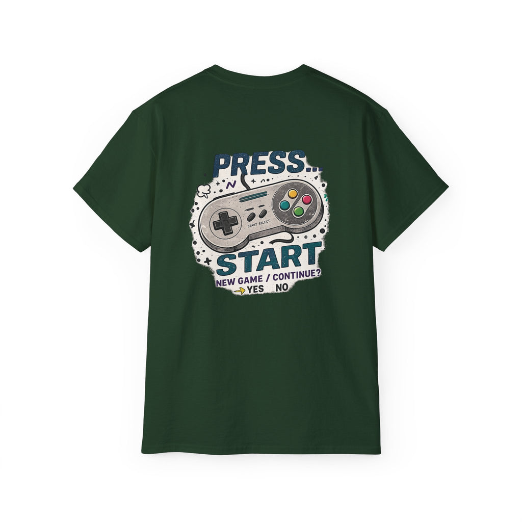 Press Start Tee — Retro Video Game Controller Graphic T-Shirt