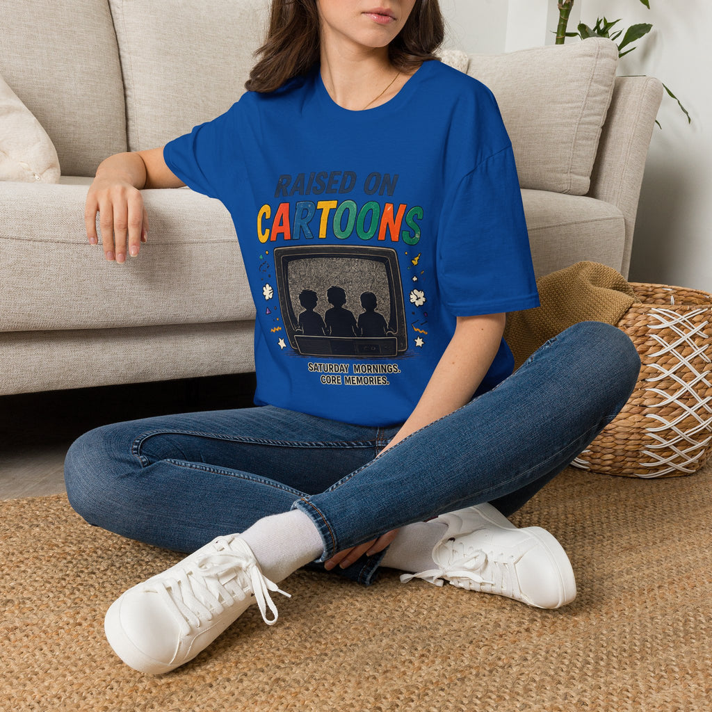 Raised on Cartoons T-Shirt — Retro TV Kids Saturday Morning Nostalgia Tee