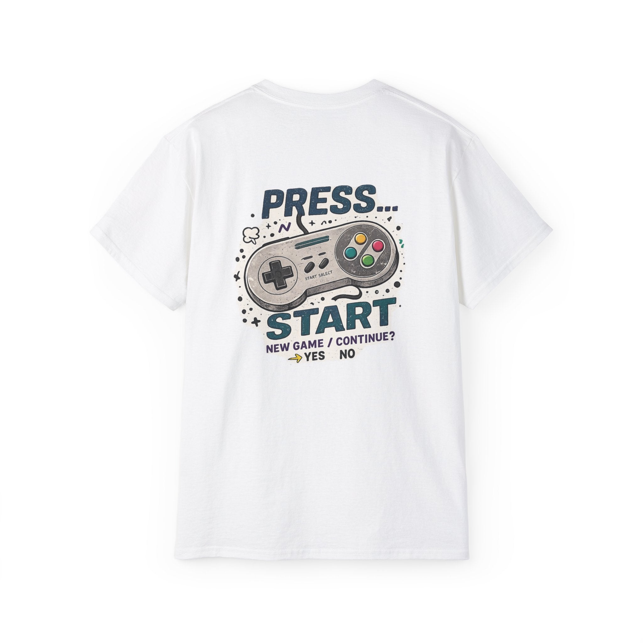 Press Start Tee — Retro Video Game Controller Graphic T-Shirt
