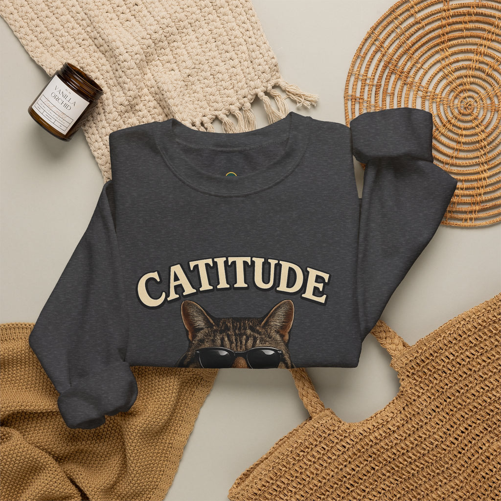 Catitude Crewneck Sweatshirt — "Not Today, Human" Graphic Cat Pullover