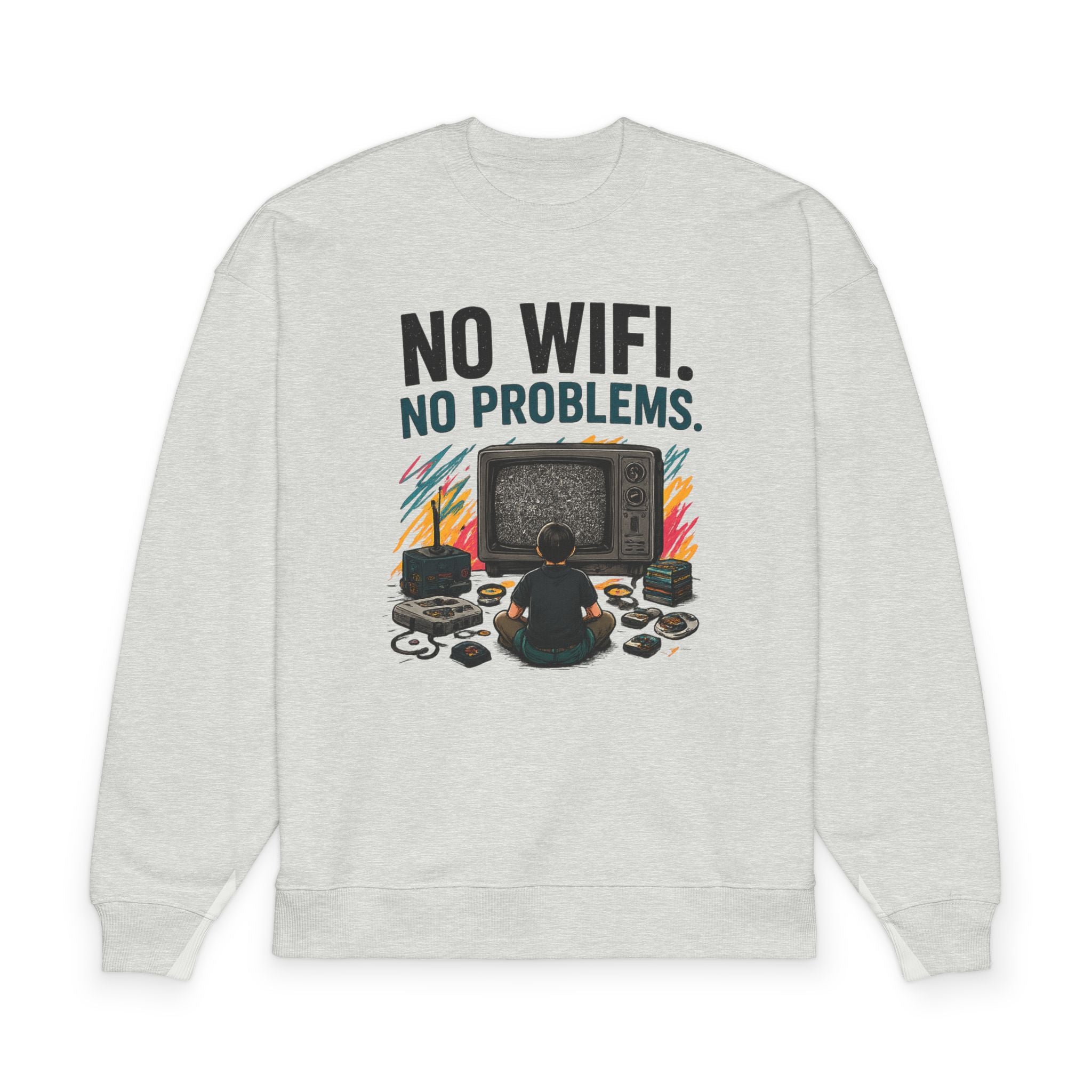 Sweatshirt — "No WiFi, No Problems" Retro Gaming Crewneck