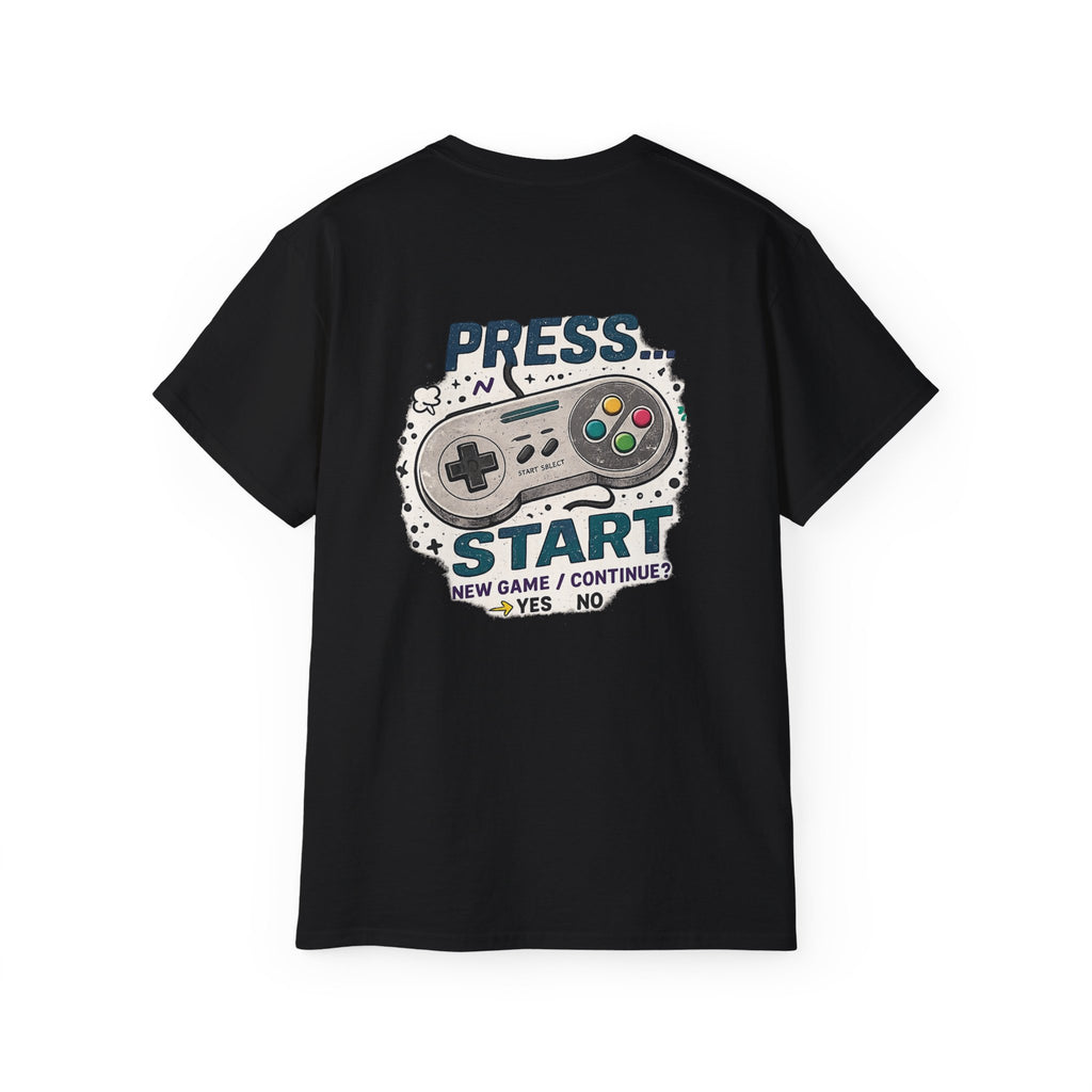 Press Start Tee — Retro Video Game Controller Graphic T-Shirt