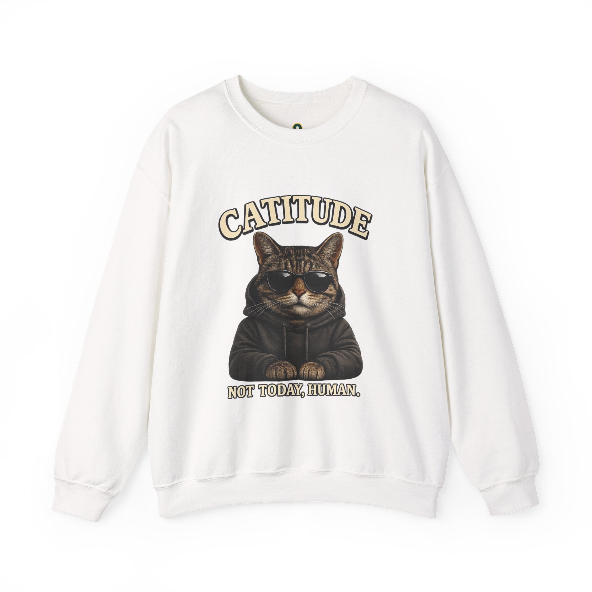 Catitude Crewneck Sweatshirt — "Not Today, Human" Graphic Cat Pullover