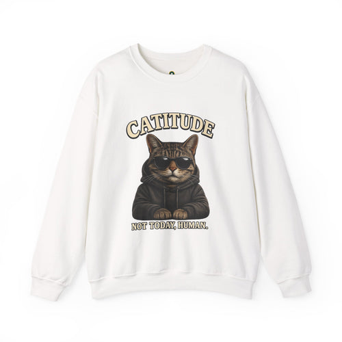 Catitude Crewneck Sweatshirt — "Not Today, Human" Graphic Cat Pullover