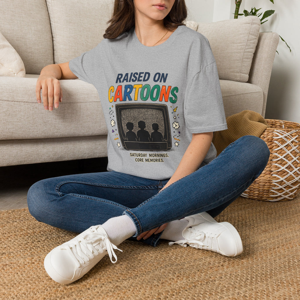 Raised on Cartoons T-Shirt — Retro TV Kids Saturday Morning Nostalgia Tee