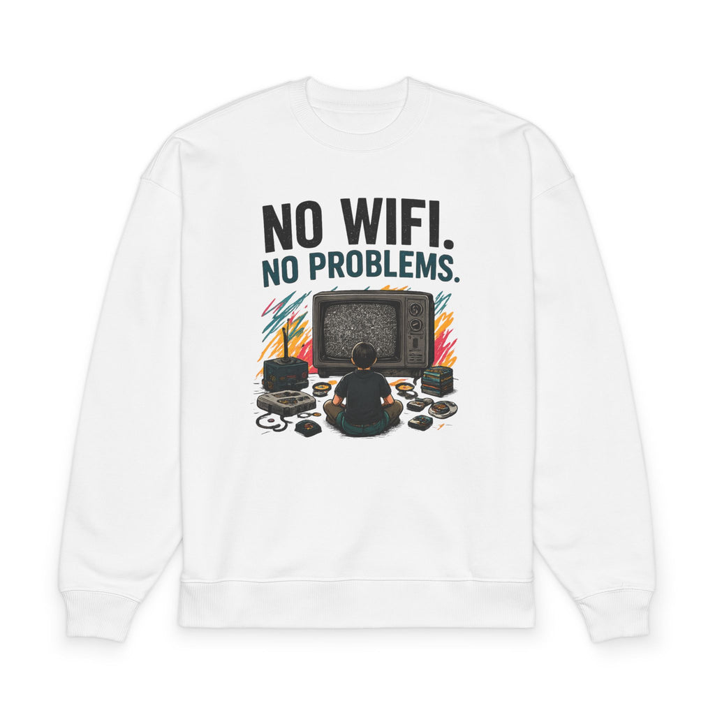 Sweatshirt — "No WiFi, No Problems" Retro Gaming Crewneck