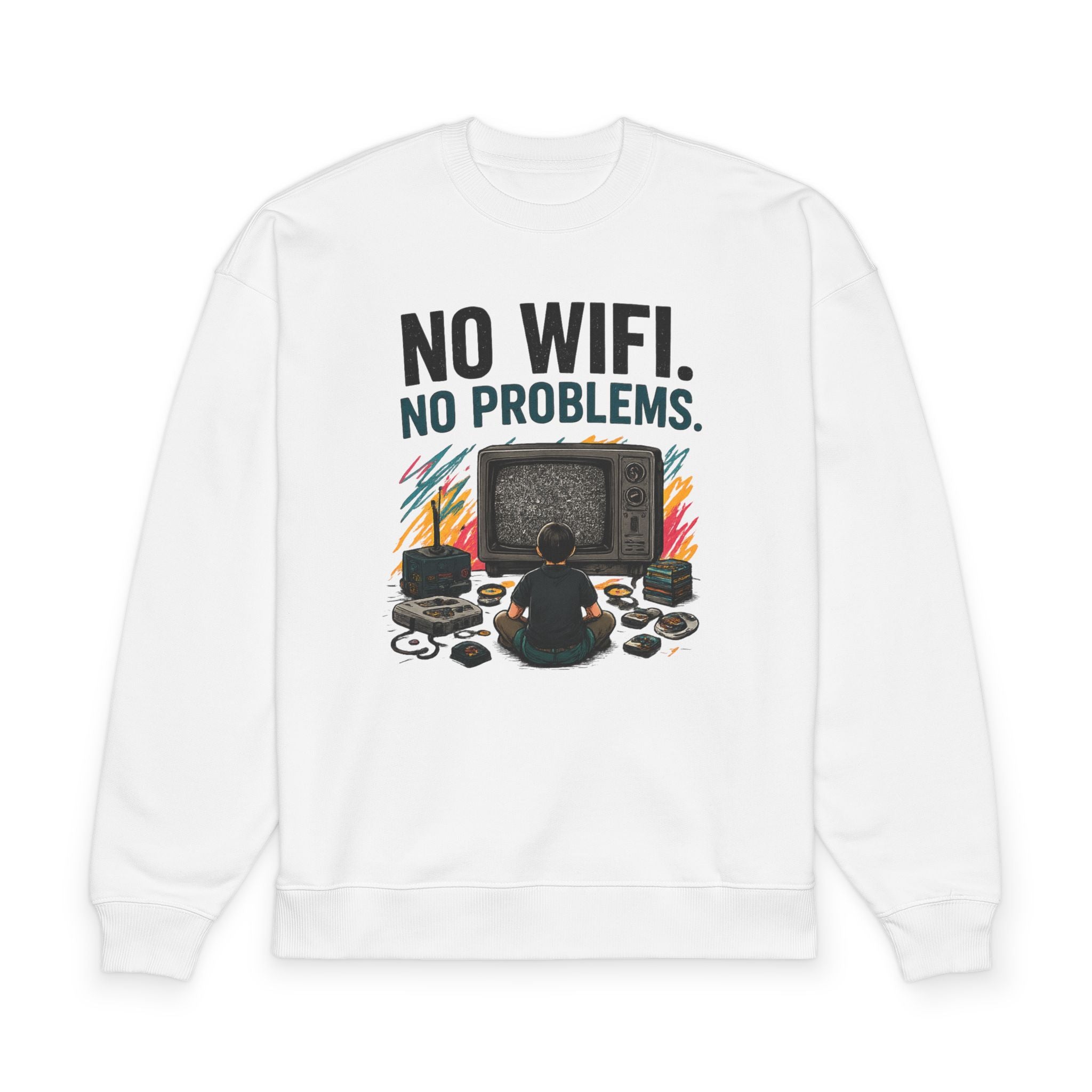 Sweatshirt — "No WiFi, No Problems" Retro Gaming Crewneck