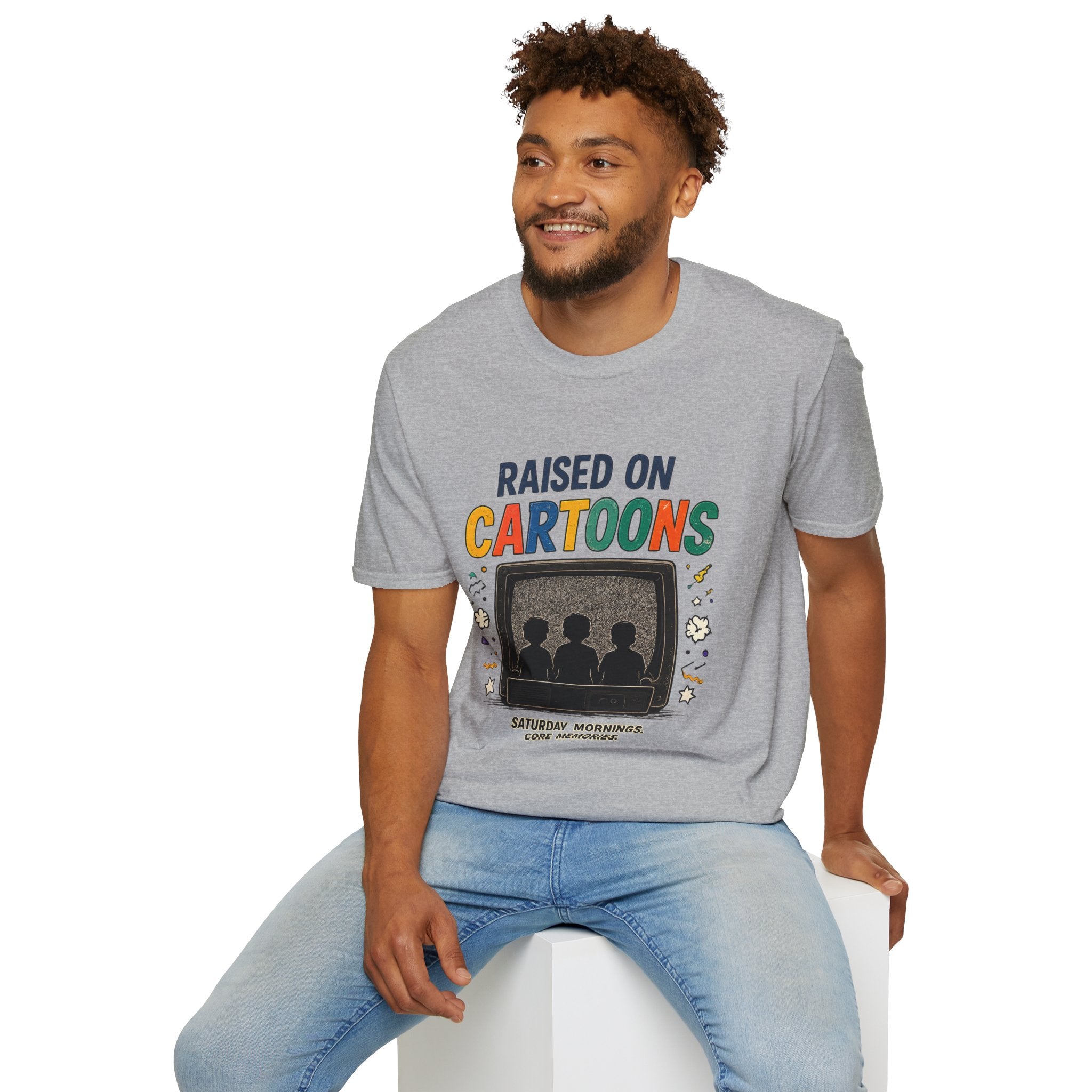 Raised on Cartoons T-Shirt — Retro TV Kids Saturday Morning Nostalgia Tee
