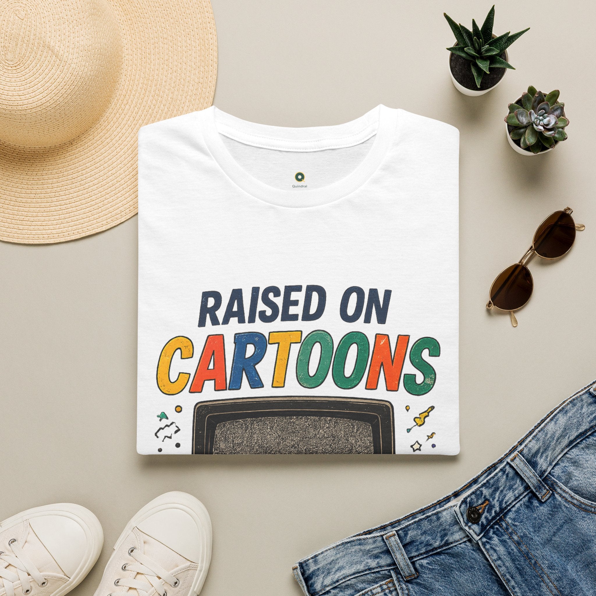 Raised on Cartoons T-Shirt — Retro TV Kids Saturday Morning Nostalgia Tee